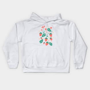 Spring Strawberries on Blue Kids Hoodie